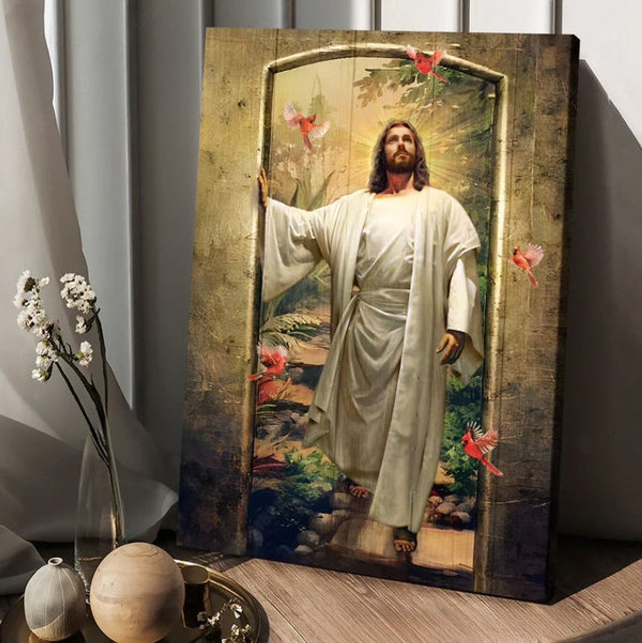 Walking With Jesus Cardinal Infinite Halo The Way To Heaven Canvas Wall Art - Christian Wall Posters - Religious Wall Decor