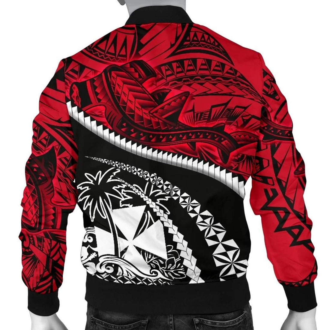 FUNSTUFFPRINT Wallis and Futuna Tapa Men's Bomber Jacket Polynesian Shark Tattoo 3D Bomber Jacket