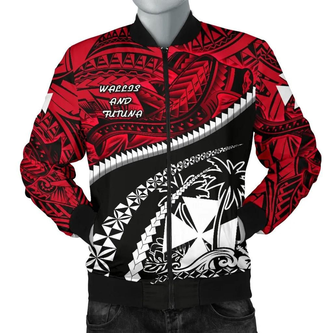 FUNSTUFFPRINT Wallis and Futuna Tapa Men's Bomber Jacket Polynesian Shark Tattoo 3D Bomber Jacket