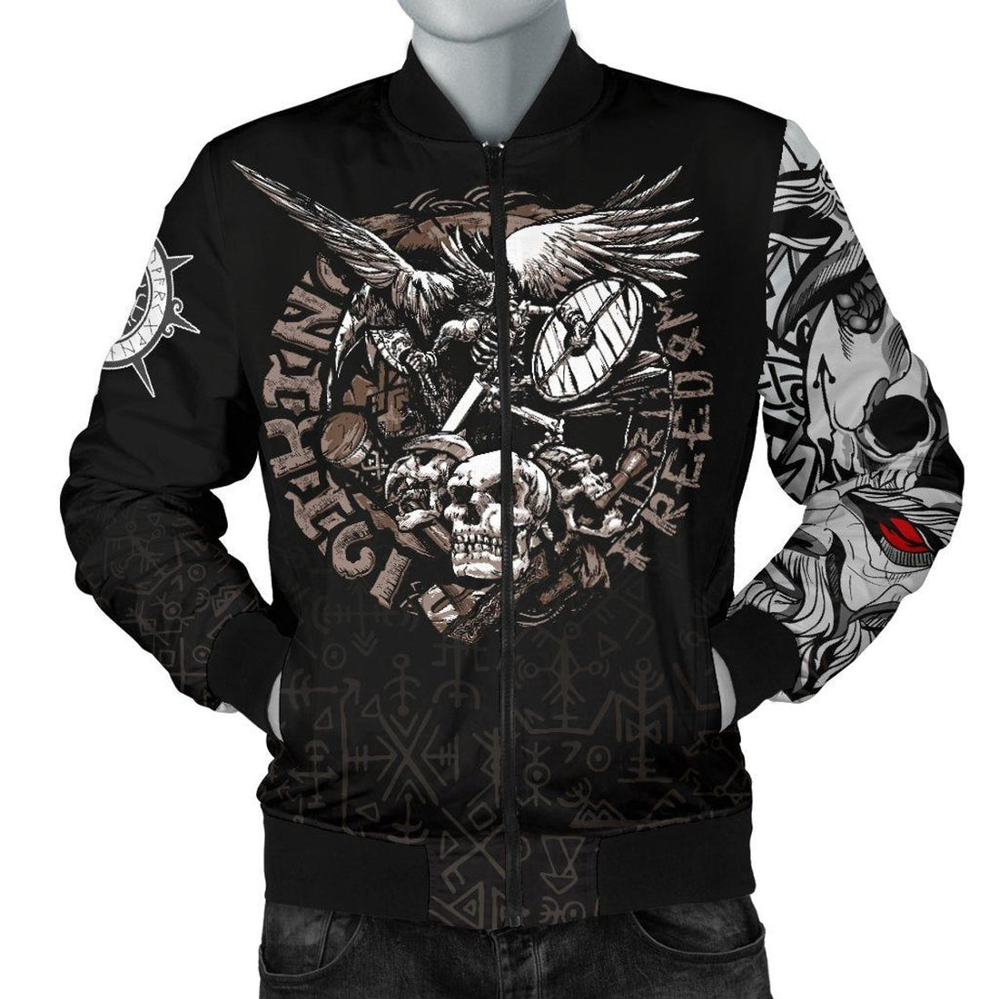 FUNSTUFFPRINT Warrior Tattoo Odin Men's 3D Bomber Jacket