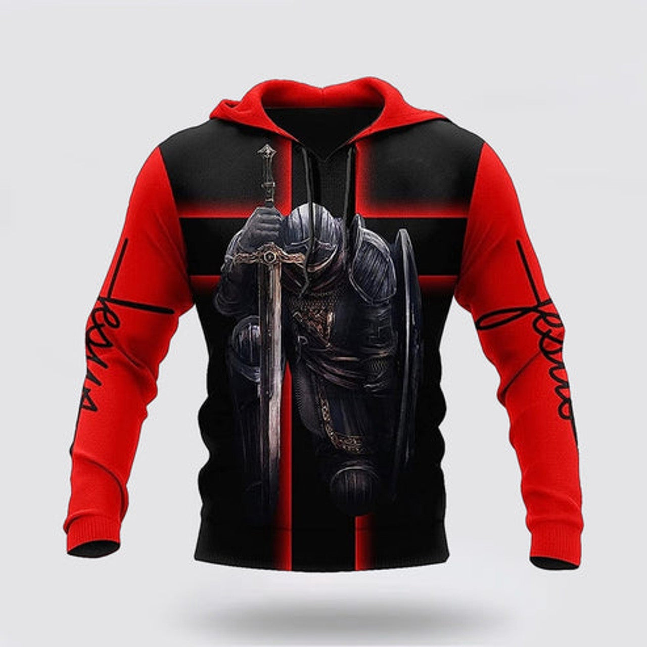 FUNSTUFFPRINT 3D Warrior Jesus My God My King My Lord 3D Hoodie and Zip Hoodie