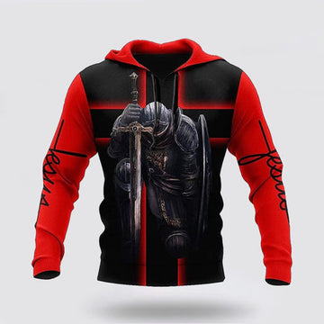 FUNSTUFFPRINT 3D Warrior Jesus My God My King My Lord 3D Hoodie and Zip Hoodie