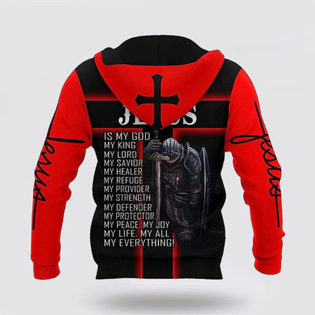 FUNSTUFFPRINT 3D Warrior Jesus My God My King My Lord 3D Hoodie and Zip Hoodie