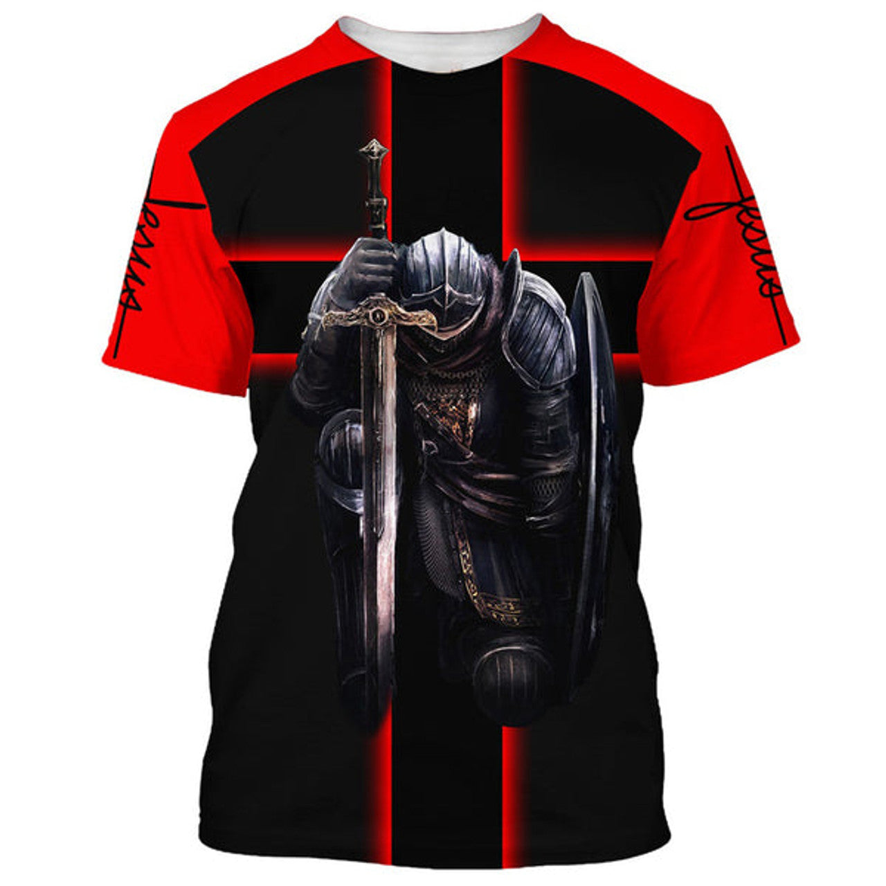 FUNSTUFFPRINT Warrior Of God I'm On Team Jesus I'm Not Religious 3D All Over Printed Shirt for Men and Women
 3D T-shirt
