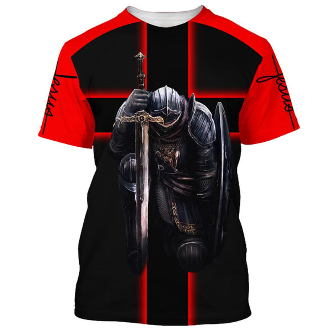 FUNSTUFFPRINT Warrior Of God I'm On Team Jesus I'm Not Religious 3D All Over Printed Shirt for Men and Women
 3D T-shirt