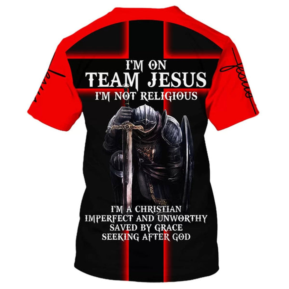 FUNSTUFFPRINT Warrior Of God I'm On Team Jesus I'm Not Religious 3D All Over Printed Shirt for Men and Women
 3D T-shirt