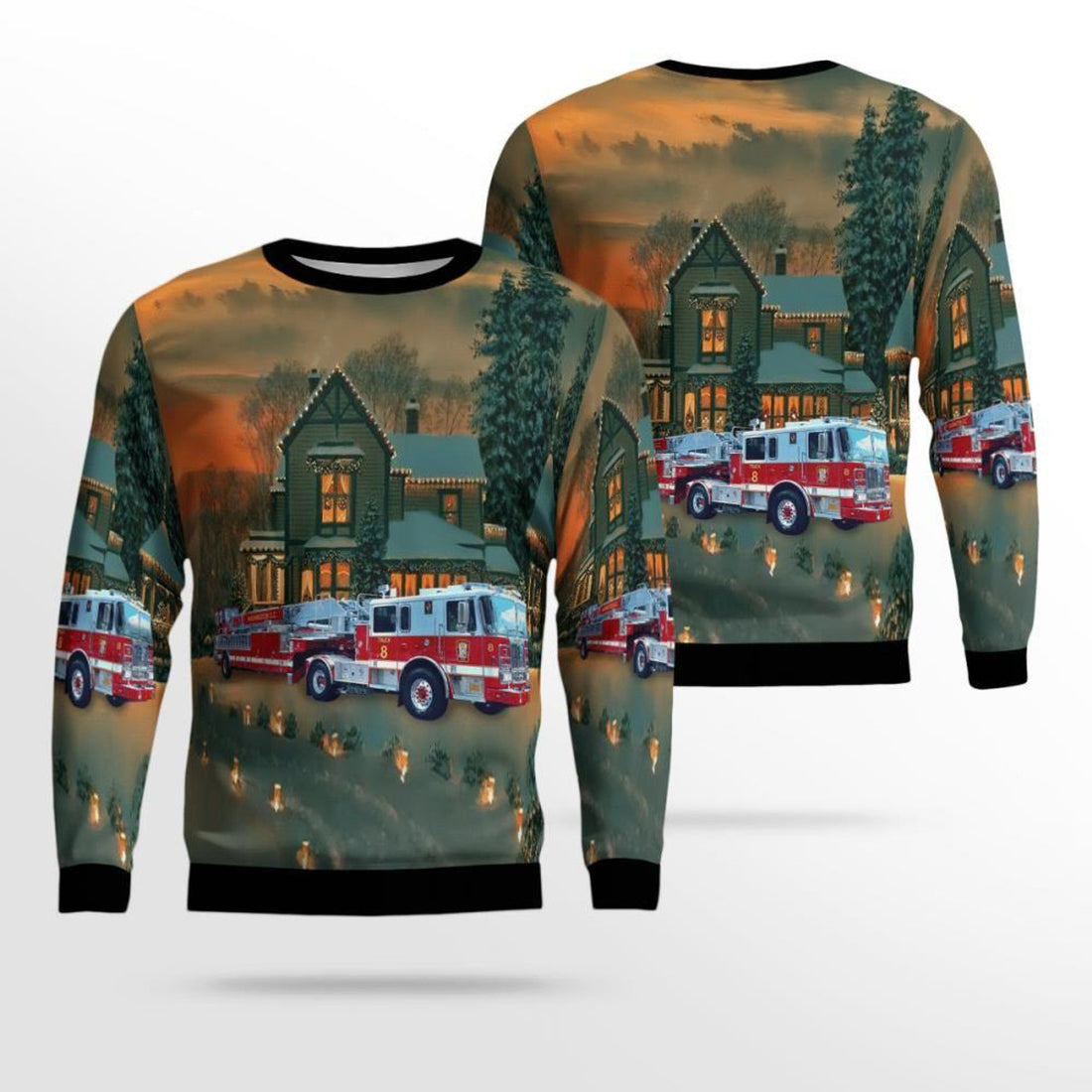 FUNSTUFFPRINT Washington DC Fire And EMS Ugly Christmas Sweater – Christmas Gifts For Firefighters Ugly  Sweater