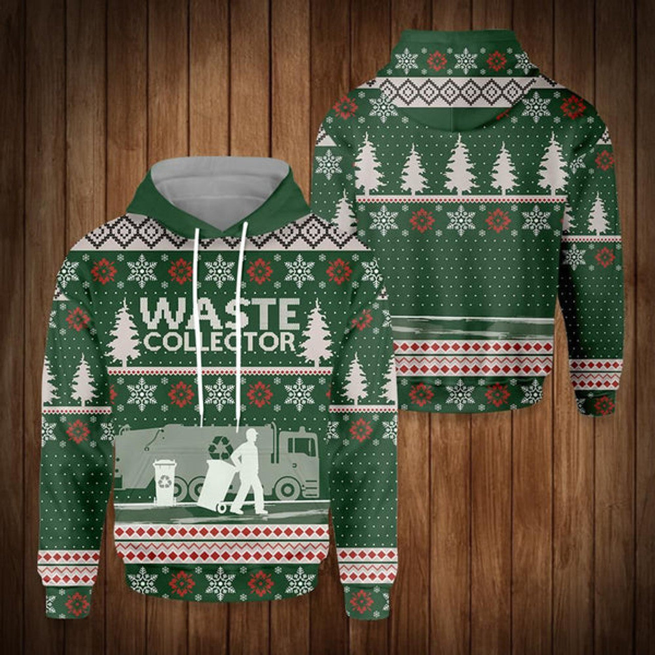 FUNSTUFFPRINT 3D Waste Collector Christmas All Over 3D Hoodie and Zip Hoodie