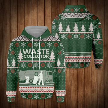 FUNSTUFFPRINT 3D Waste Collector Christmas All Over 3D Hoodie and Zip Hoodie