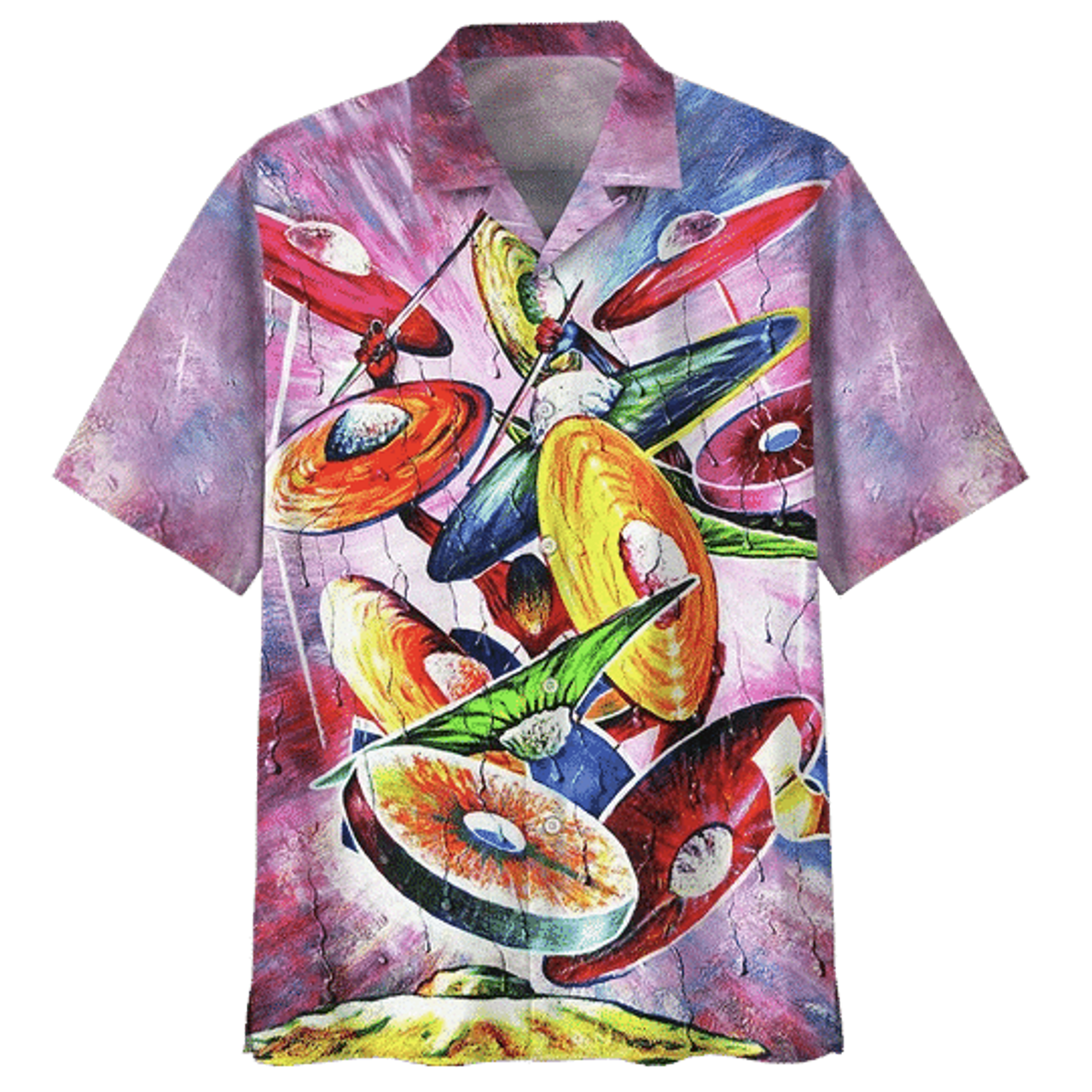 Watercolor Drum Background Design Hawaiian Shirt