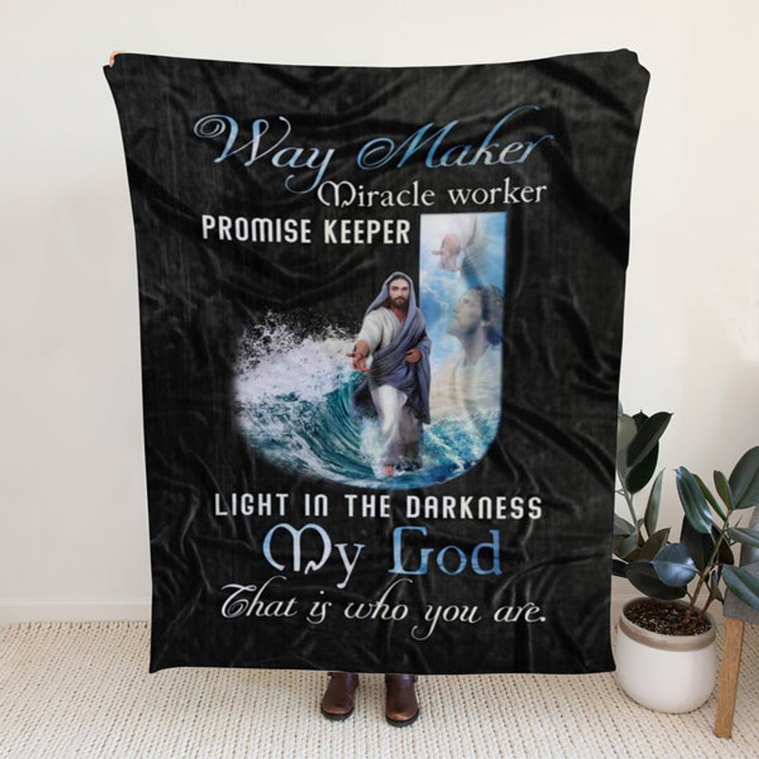 FUNSTUFFPRINT Sherpa Fleece Blanket - Way Maker Christian Blanket - Jesus Blanket