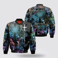 FUNSTUFFPRINT Way Maker Miracle Worker Jesus Lion Cross Bomber Jacket - Jesus Shirt for Men Women 3D Bomber Jacket