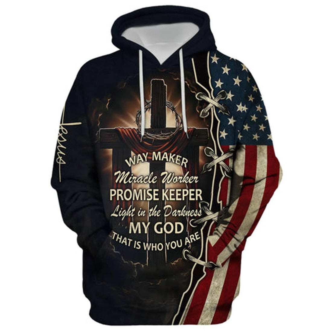 FUNSTUFFPRINT 3D Way Maker, Miracle Worker, Promise Keeper - Hand Of God Jesus 3D Hoodie and Zip Hoodie