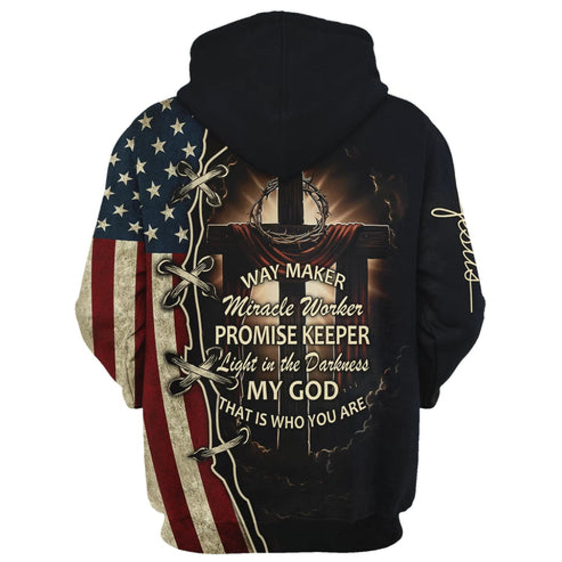 FUNSTUFFPRINT 3D Way Maker, Miracle Worker, Promise Keeper - Hand Of God Jesus 3D Hoodie and Zip Hoodie