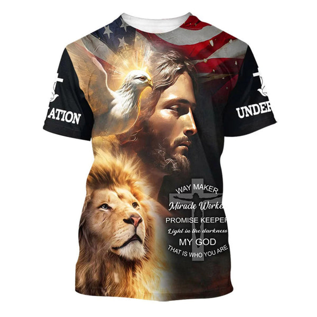 FUNSTUFFPRINT Way Maker Miracle Worker Promise Keeper Light Jesus Christian 3D T-shirt
