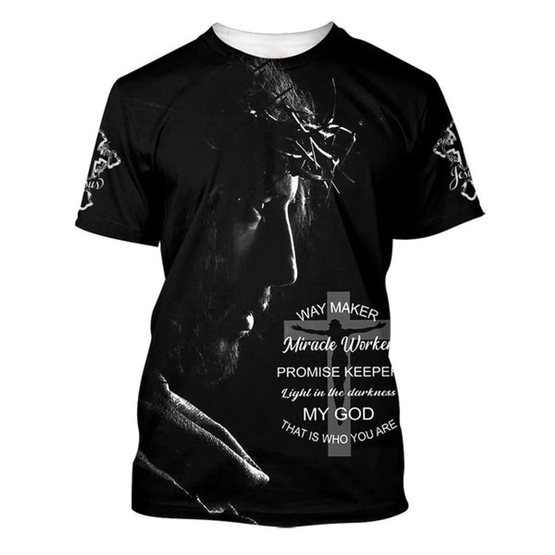FUNSTUFFPRINT Way Maker Miracle Worker Promise Keeper Light Jesus Picture Christian 3D T-shirt
