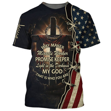 FUNSTUFFPRINT Way Maker Promise Keeper That Is Who You Are Christian 3D T-shirt