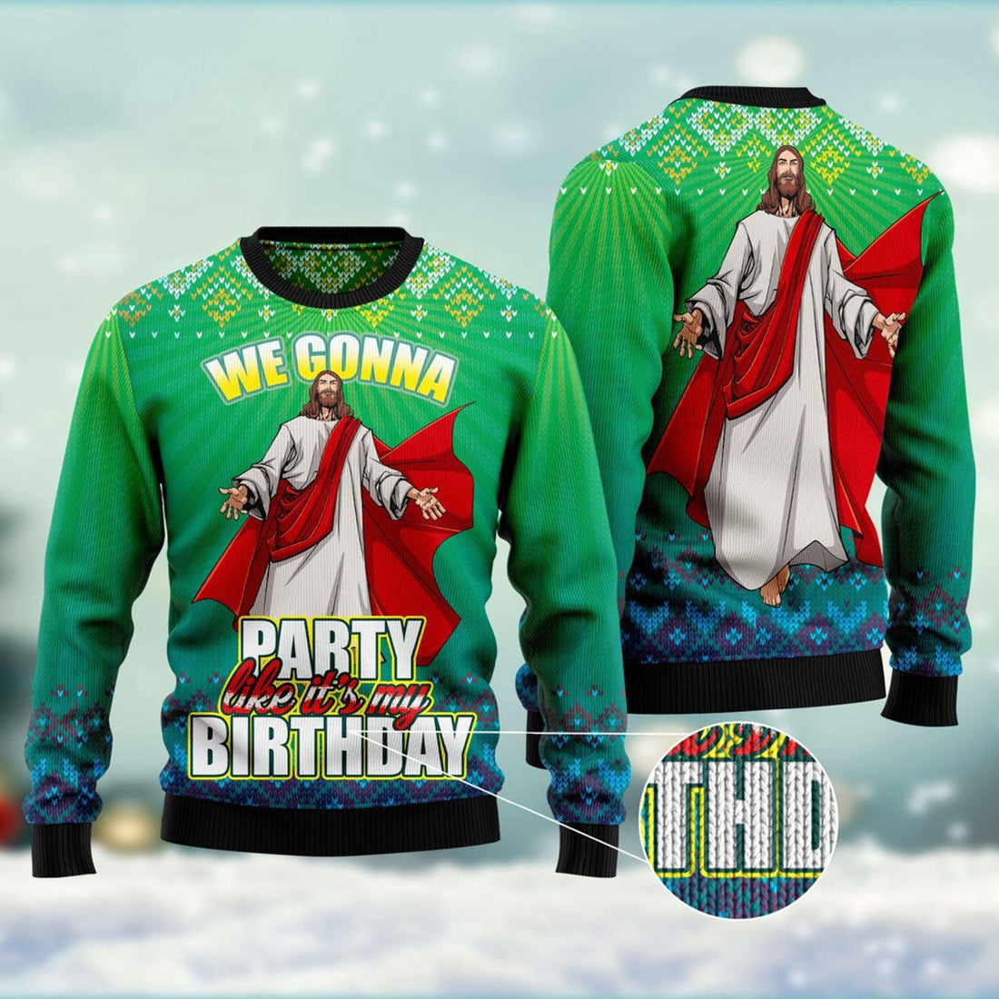 FUNSTUFFPRINT We Gonna Party Like It'S Your Birthday Ugly Christmas Sweater, Christmas Sweater, Ugly Sweater, Funny Xmas Sweaters Ugly Sweater