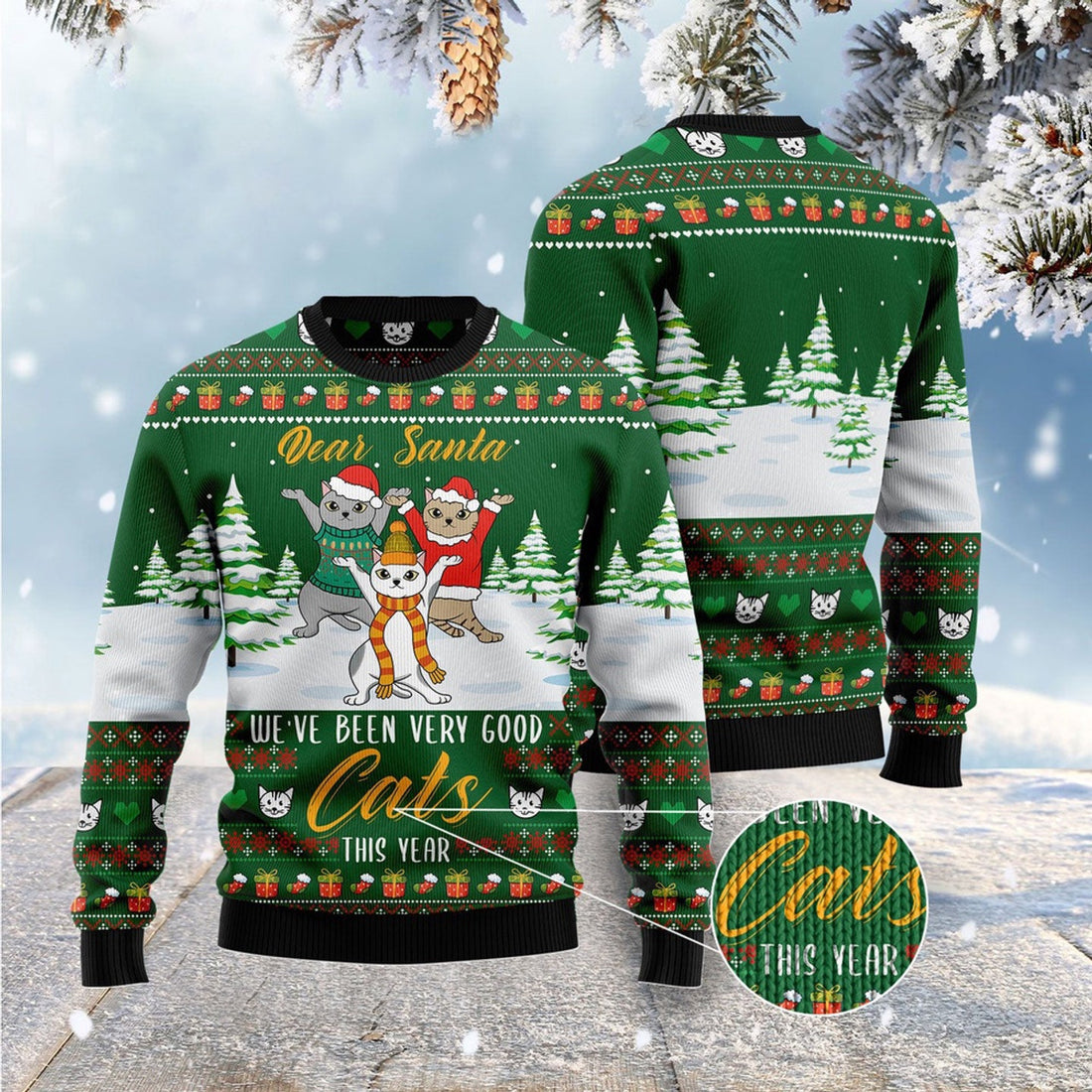FUNSTUFFPRINT We'Re Been Very Good Cats This Year Ugly Christmas Sweater, Christmas Cat Ugly Sweater, Ugly Cat Xmas Sweater Ugly Sweater