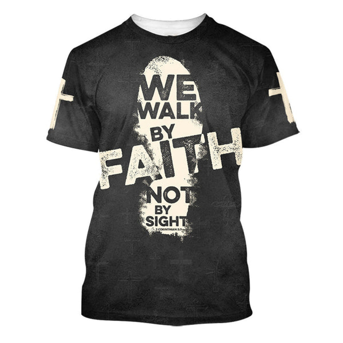 FUNSTUFFPRINT We Walk By Faith Not By Sight 2 Christian 3D T-shirt