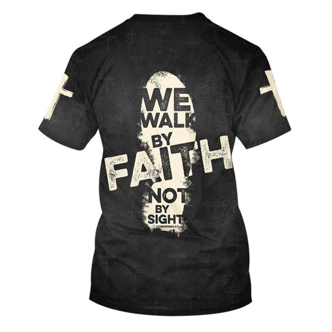 FUNSTUFFPRINT We Walk By Faith Not By Sight 2 Christian 3D T-shirt