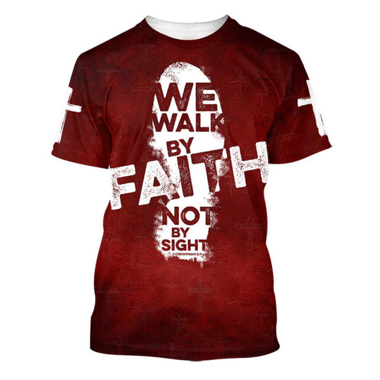 FUNSTUFFPRINT We Walk By Faith Not By Sight Christian 3D T-shirt