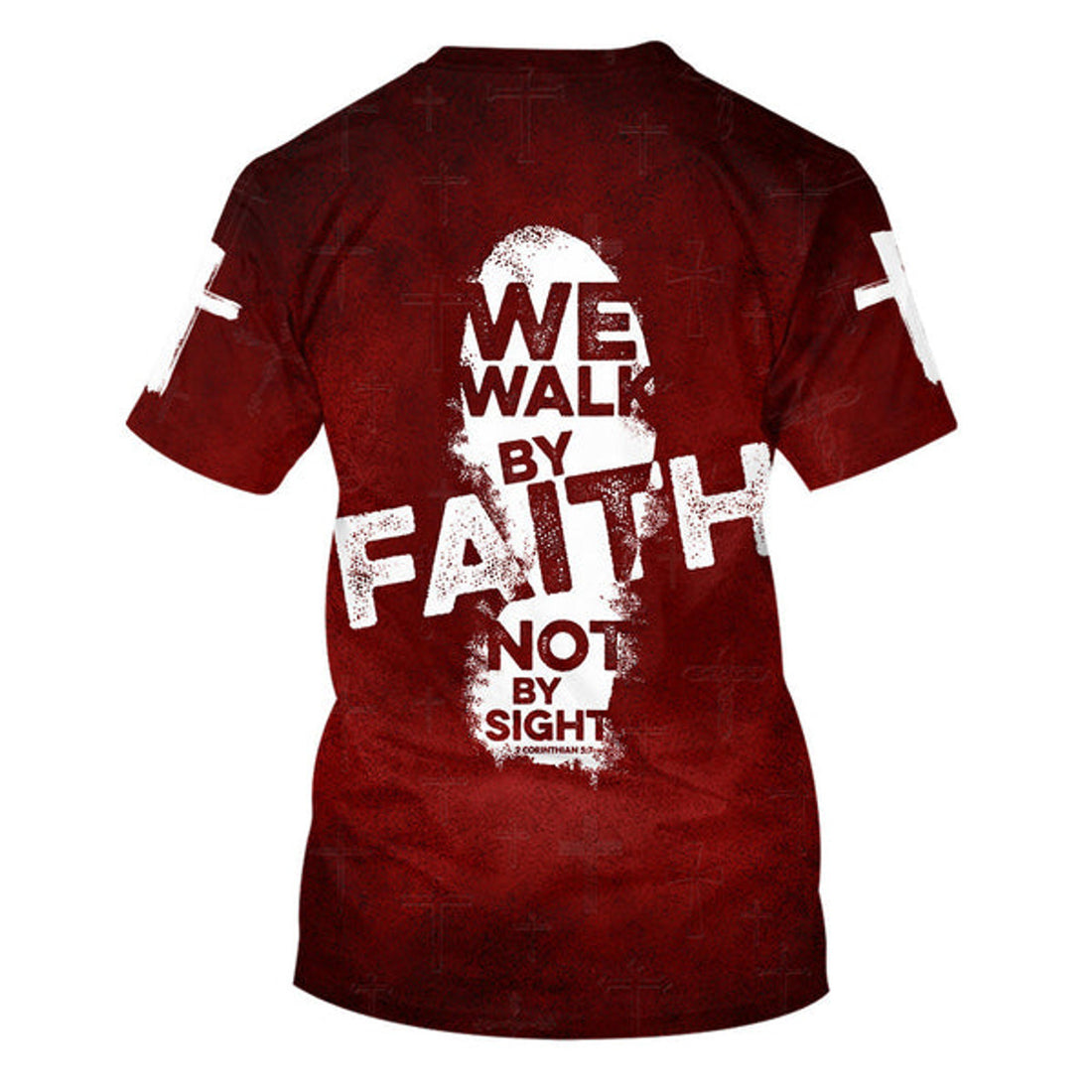 FUNSTUFFPRINT We Walk By Faith Not By Sight Christian 3D T-shirt