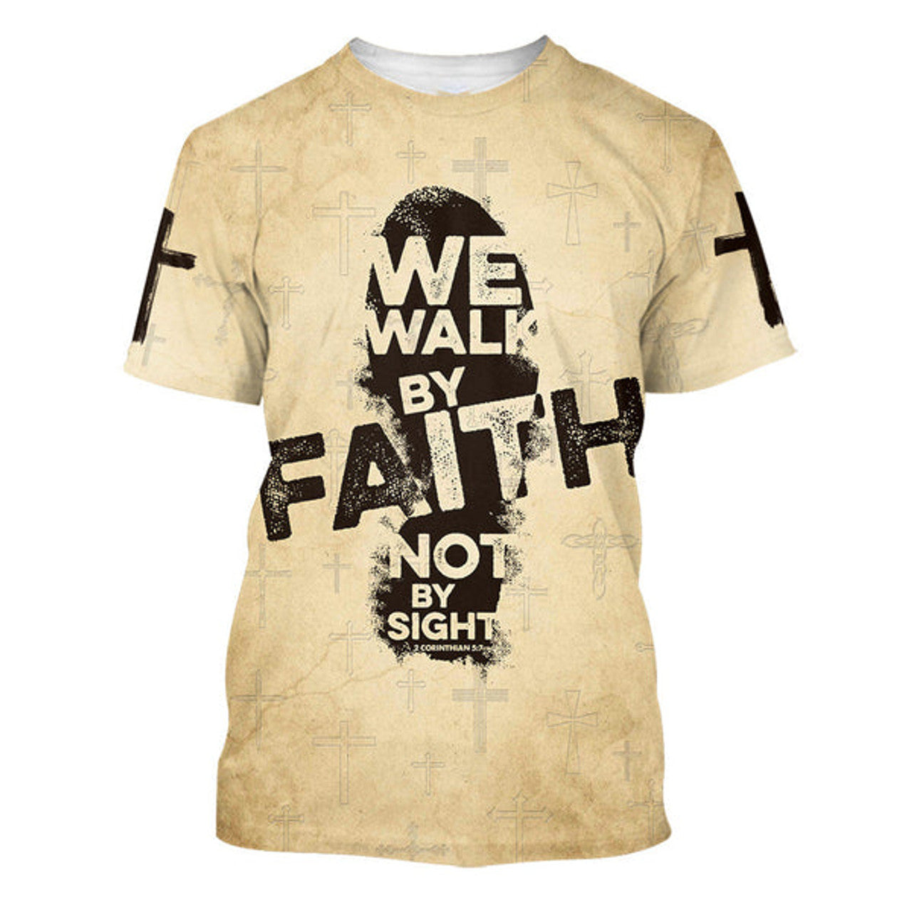 FUNSTUFFPRINT We Walk By Faith Not By Sight Christian 3D T-shirt