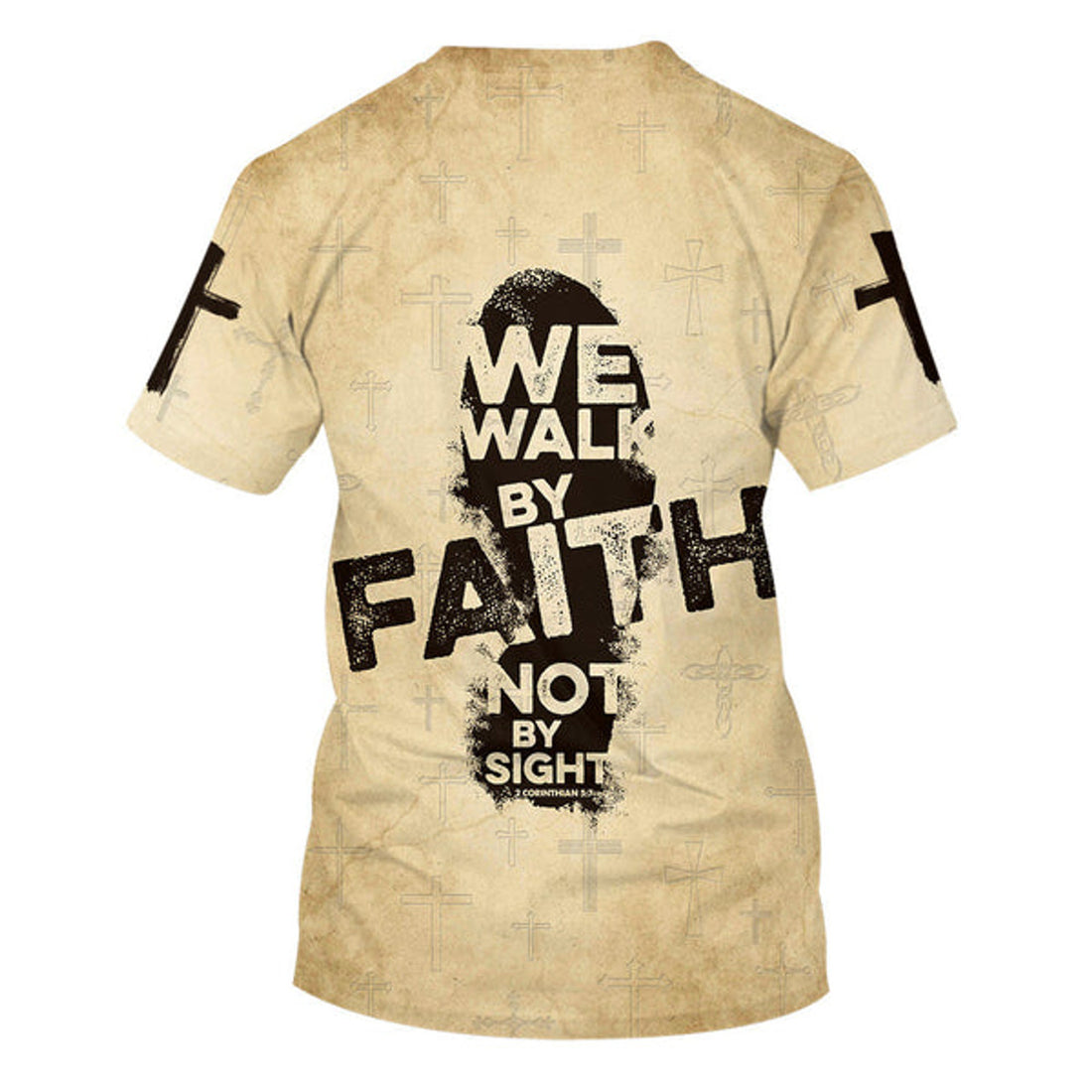 FUNSTUFFPRINT We Walk By Faith Not By Sight Christian 3D T-shirt