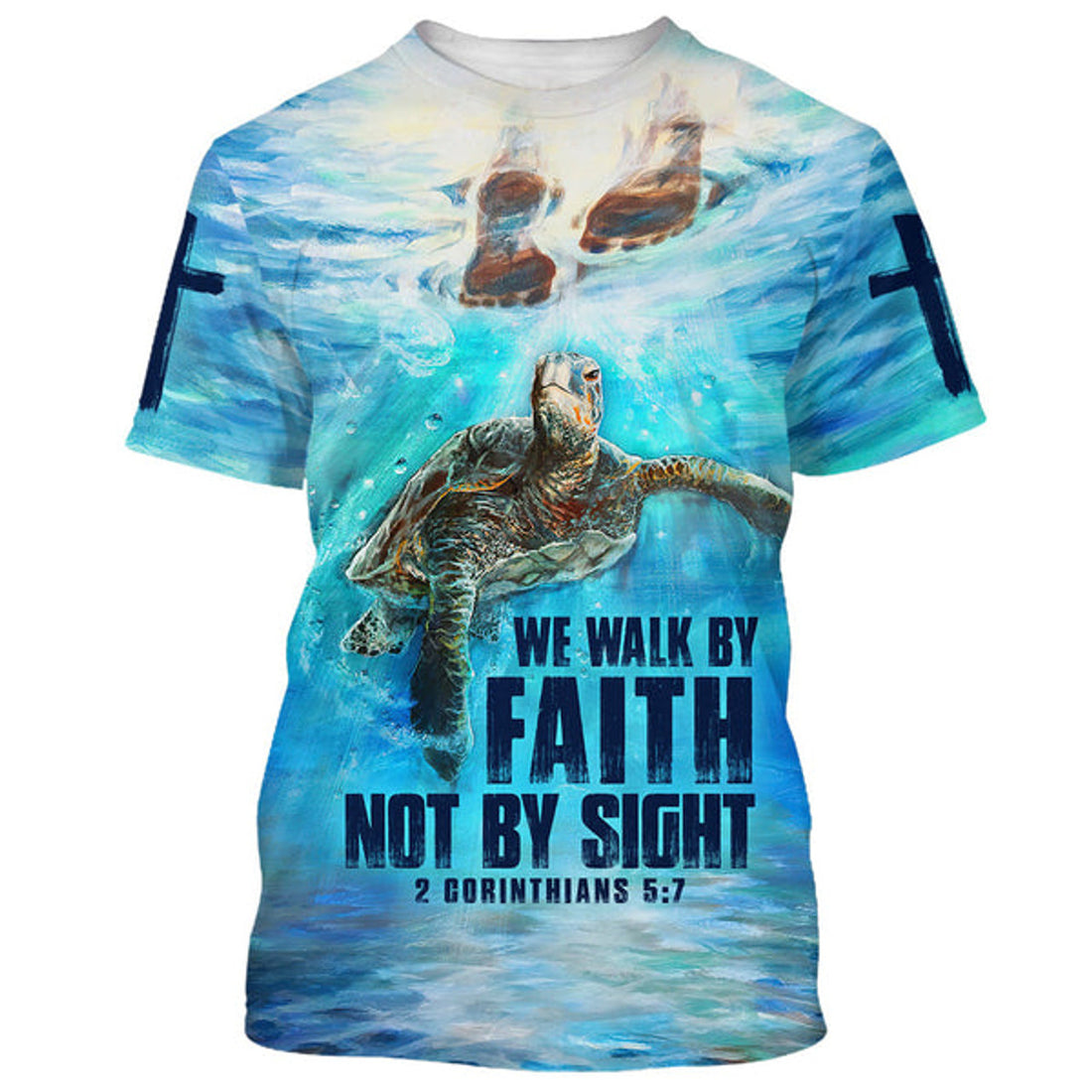 FUNSTUFFPRINT We Walk By Faith Not By Sight The Feet Of Jesus 3D T-Shirts - Christian Shirts For Men&Women 3D T-shirt