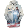 FUNSTUFFPRINT 3D We Will Never Walk Alone Hoodie Christian Jesus Cross Hoodies Jesus 3D Hoodie and Zip Hoodie