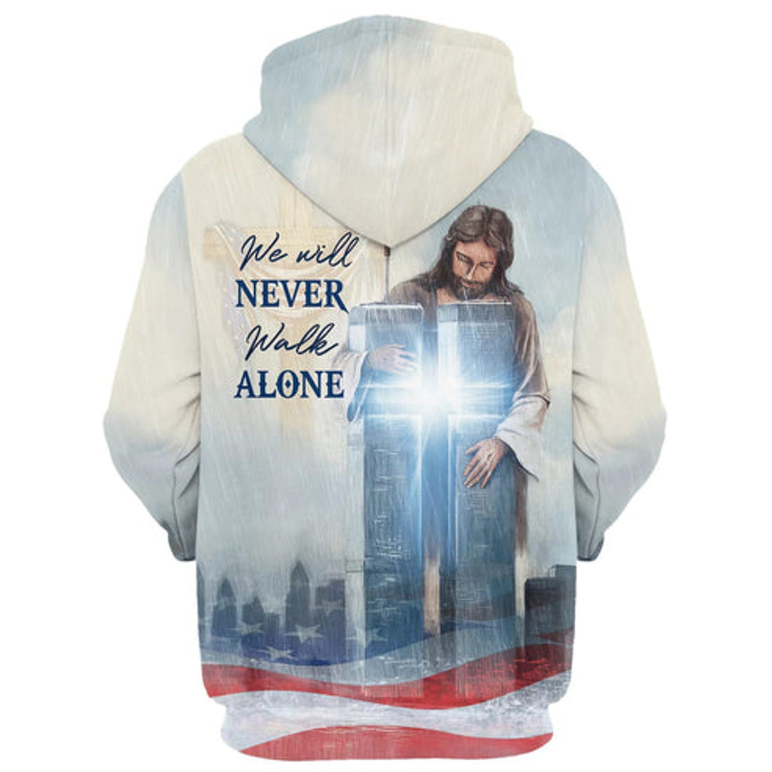 FUNSTUFFPRINT 3D We Will Never Walk Alone Hoodie Christian Jesus Cross Hoodies Jesus 3D Hoodie and Zip Hoodie