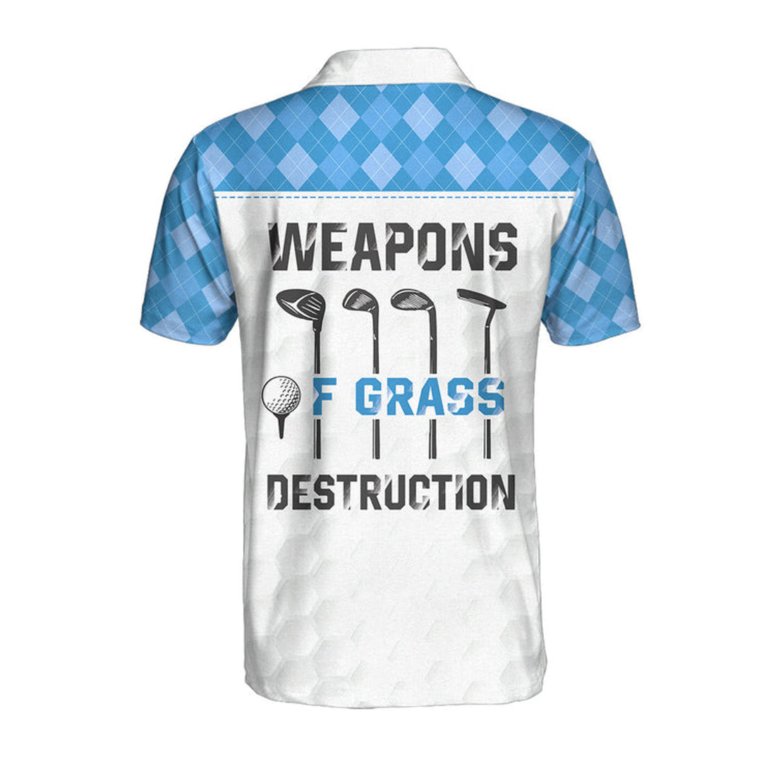 Weapons Of Grass Destruction Short Sleeve Polo Shirt, Golf Texture Blue Argyle Pattern Polo Shirt, Best Golf Shirt For Men