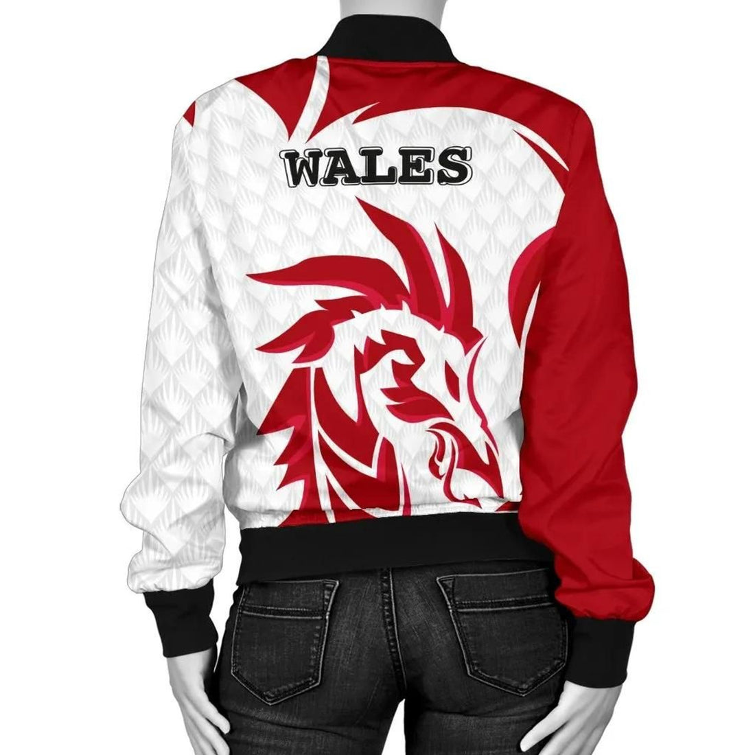 FUNSTUFFPRINT Welsh Bomber Jacket - Welsh Dragon Red (Women) 3D Bomber Jacket
