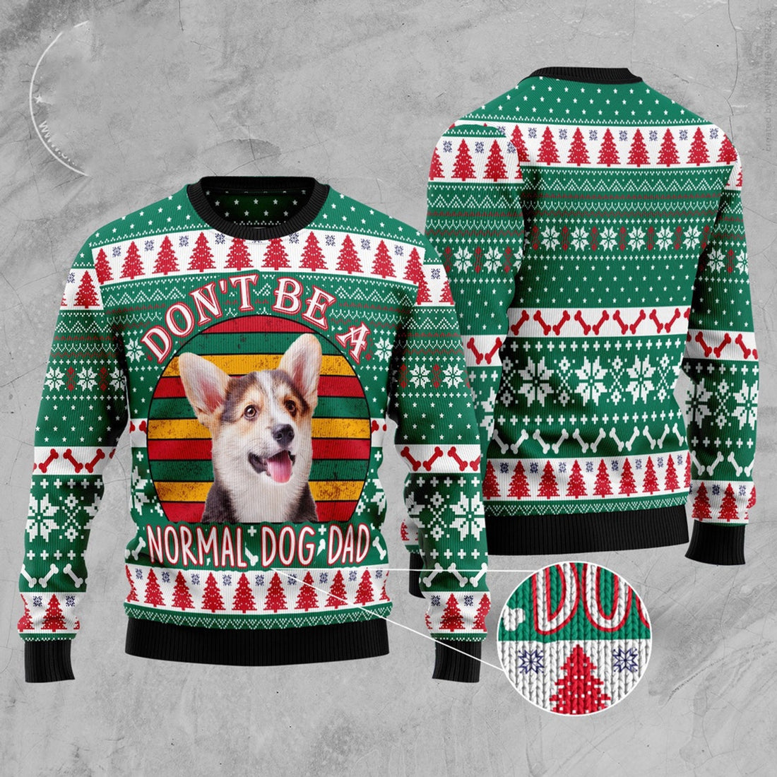 FUNSTUFFPRINT Welsh Corgi Dog Dad Ugly Christmas Sweater, Dog Ugly Christmas Sweater, Ugly Dog Sweaters Ugly  Sweater