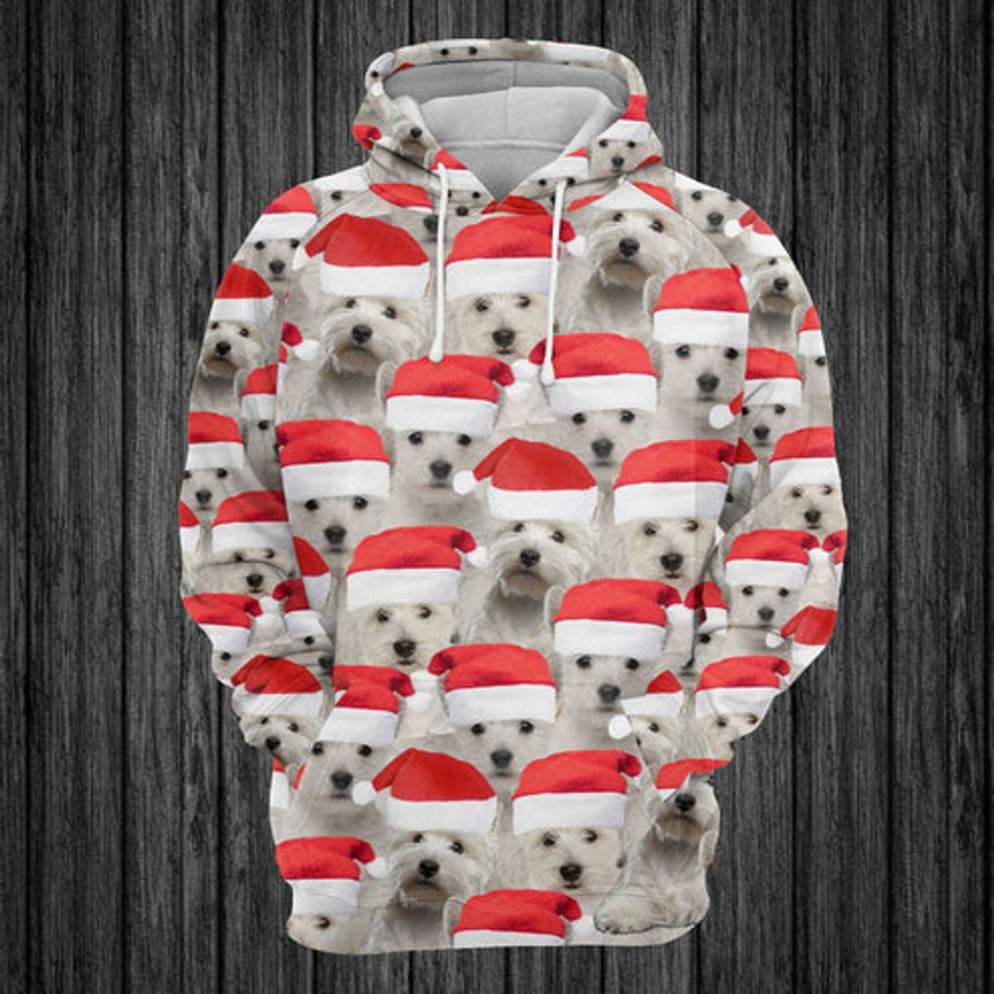 FUNSTUFFPRINT 3D West Highland White Terrier Christmas Group All Over 3D Hoodie and Zip Hoodie