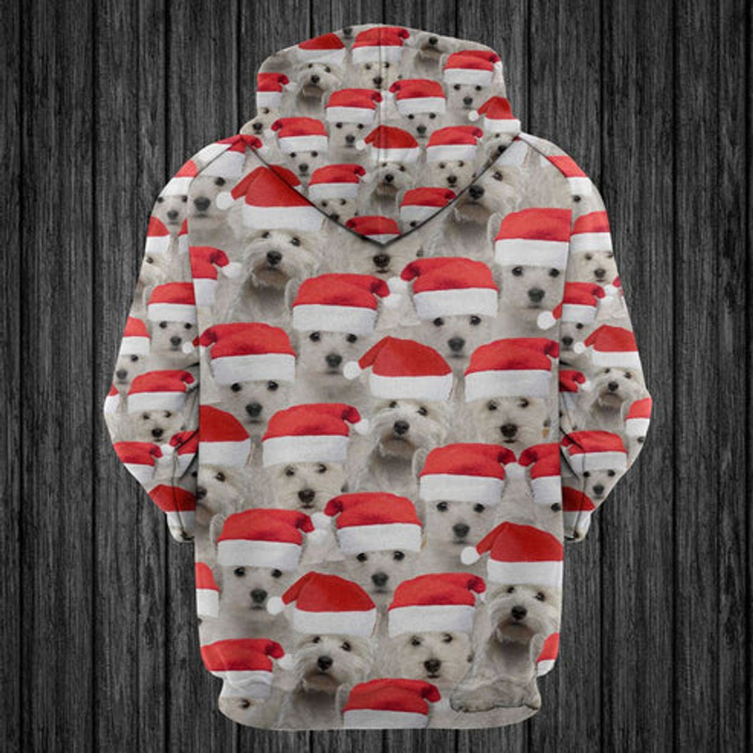 FUNSTUFFPRINT 3D West Highland White Terrier Christmas Group All Over 3D Hoodie and Zip Hoodie