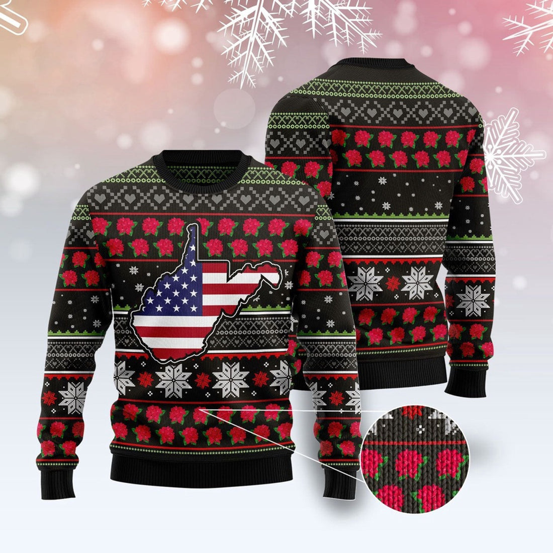 FUNSTUFFPRINT West Virginia Xmas Ugly Christmas Sweater, Christmas Sweater, Ugly Sweater, Funny Xmas Sweaters Ugly Sweater