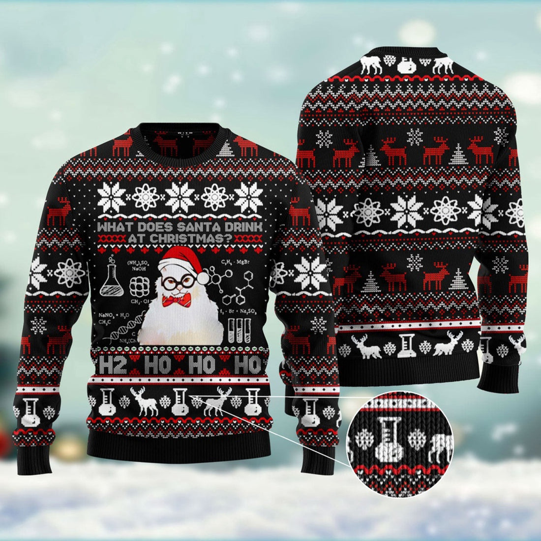 FUNSTUFFPRINT What Does Santa Drink At Christmas Ugly Christmas Sweater, Christmas Sweater, Ugly Sweater, Funny Xmas Sweaters Ugly Sweater