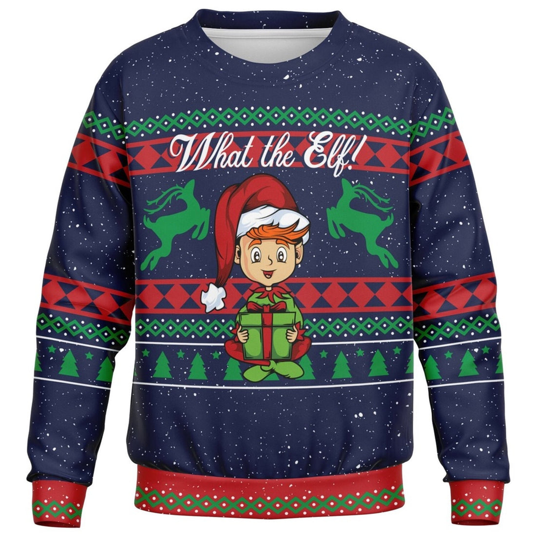 FUNSTUFFPRINT What the Elf Ugly Christmas Sweater, Christmas Sweater, Ugly Sweater, Funny Xmas Sweaters Ugly Sweater