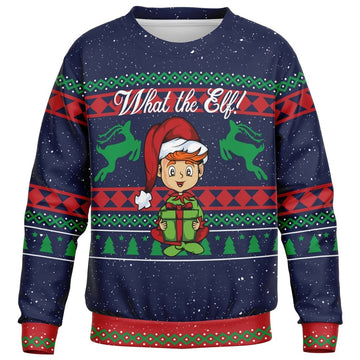 FUNSTUFFPRINT What the Elf Ugly Christmas Sweater, Christmas Sweater, Ugly Sweater, Funny Xmas Sweaters Ugly Sweater