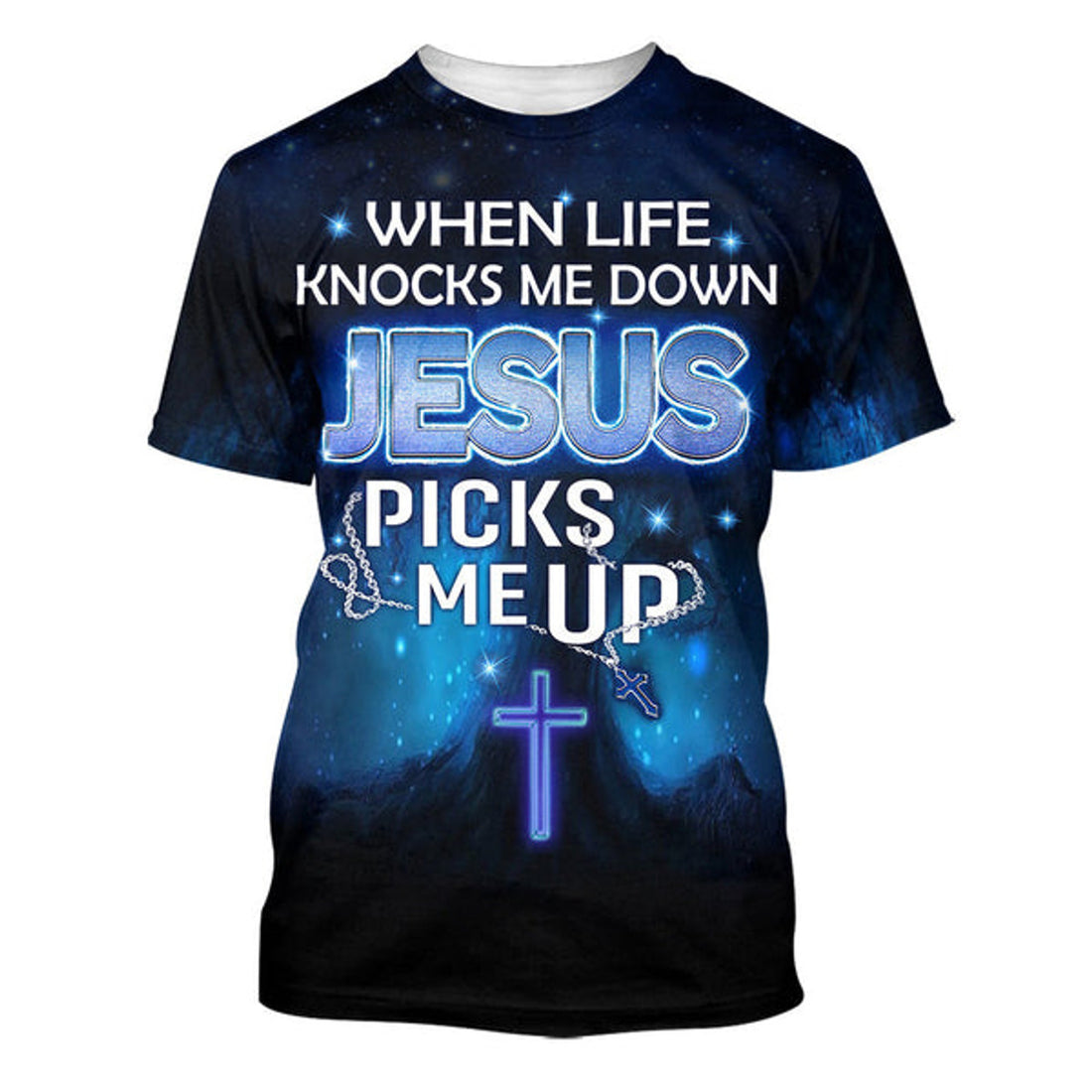 FUNSTUFFPRINT When Life Knocks Me Down Jesus Pick Me Up Christian 3D T-shirt
