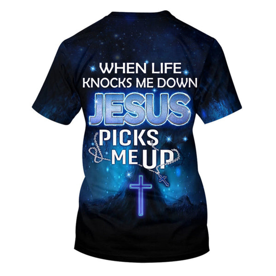FUNSTUFFPRINT When Life Knocks Me Down Jesus Pick Me Up Christian 3D T-shirt