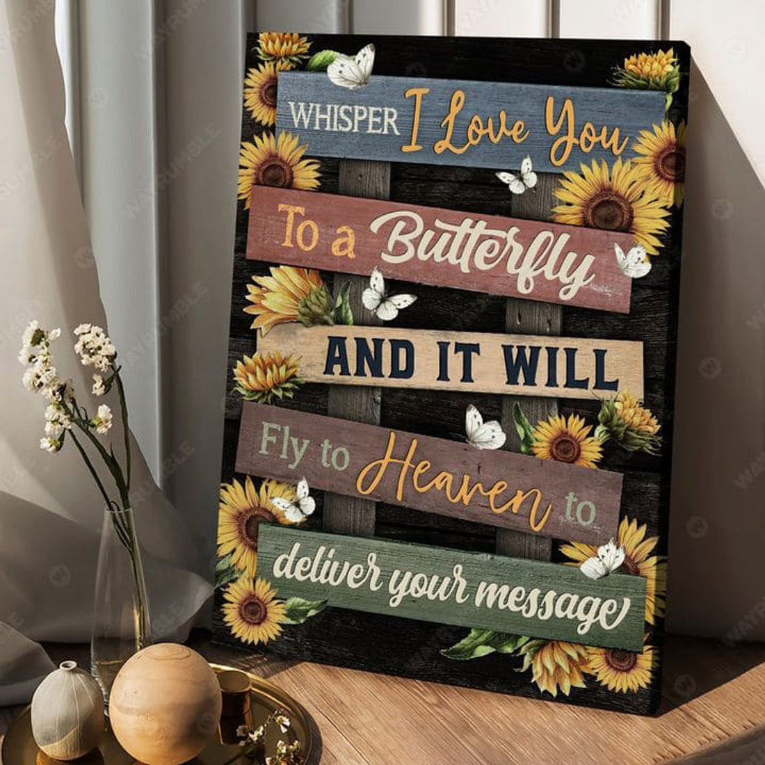 Whisper I Love You To A Butterfly And It Will Fly To Heaven To Deliver Your Message, Butterfly Flower Poster and Canvas