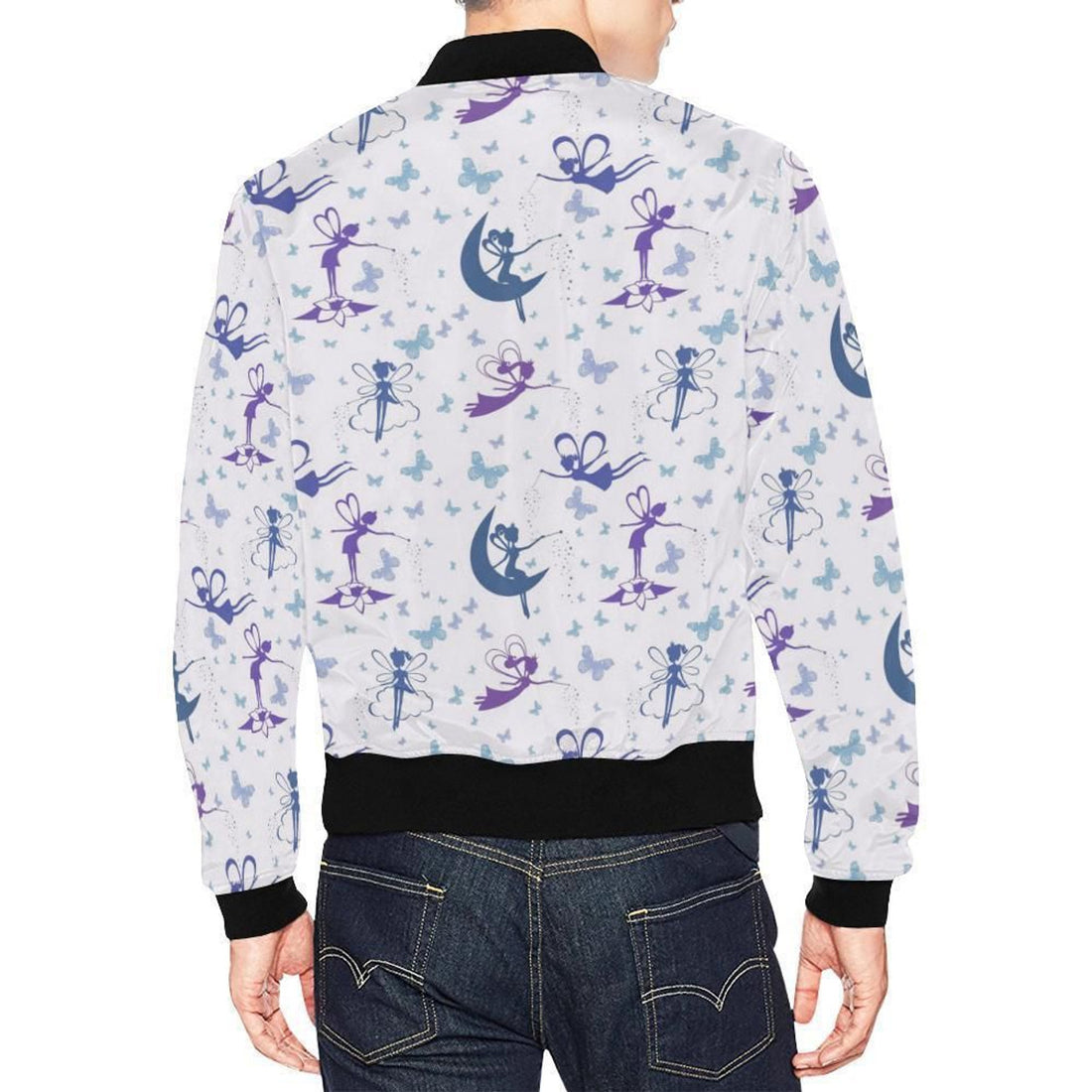 FUNSTUFFPRINT White Fairy Pattern Print Mens 3D Bomber Jacket