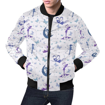 FUNSTUFFPRINT White Fairy Pattern Print Mens 3D Bomber Jacket