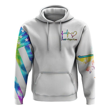 FUNSTUFFPRINT Christian 3D Hoodie Faith Cross Wings Colorful Watercolor White 3D Hoodie and Zip Hoodie