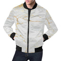 FUNSTUFFPRINT White Gold Marble Pattern Print Mens 3D Bomber Jacket