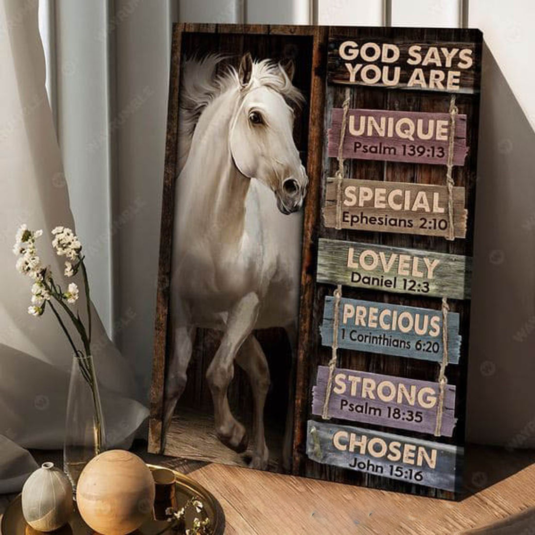 White Horse, God Says You Are Special Lovely Precious Strong Chosen Poster and Canvas