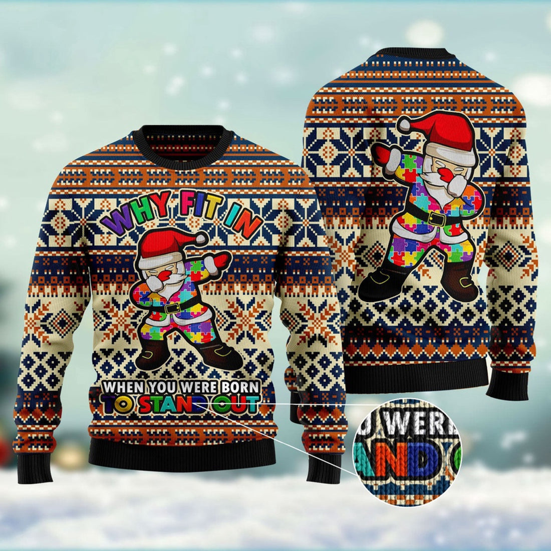 FUNSTUFFPRINT Why Fit In When You Were Born To Stand Out Ugly Christmas Sweater, Christmas Sweater, Ugly Sweater, Funny Xmas Sweaters Ugly Sweater